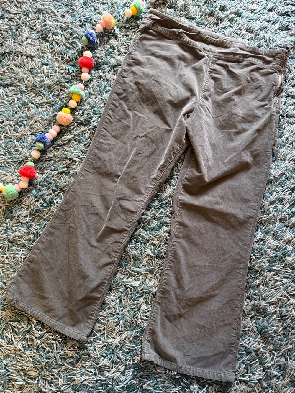 Free People — Women’s Dusty Blue Grey Velvet  Pants with Side Zipper